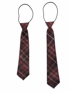 非零旦斯 酒红金格 格纹松紧格子懒人领带