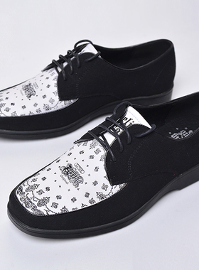 非零旦斯 牛皮头层Popping鞋子拼色方头locking真皮鞋