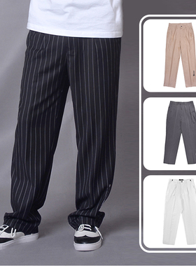 popping裤子竖条纹西裤男locking裤子宽松机械舞坠感阔腿裤直筒男