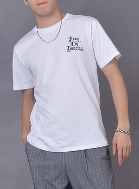个性T恤男popping衣服hiphop潮牌bboy创意短袖刺绣街舞文字欧洲站