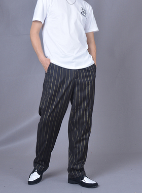 舞感金条纹popping裤子locking学院风西裤男机械舞锁舞竖条纹长裤