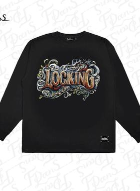 非零旦斯 宽松Locking美式t恤街舞衣服西海岸风格重磅小领口