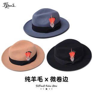 非零旦斯 纯羊毛 Popping帽子Locking礼帽印花机械舞窄檐帽爵士帽