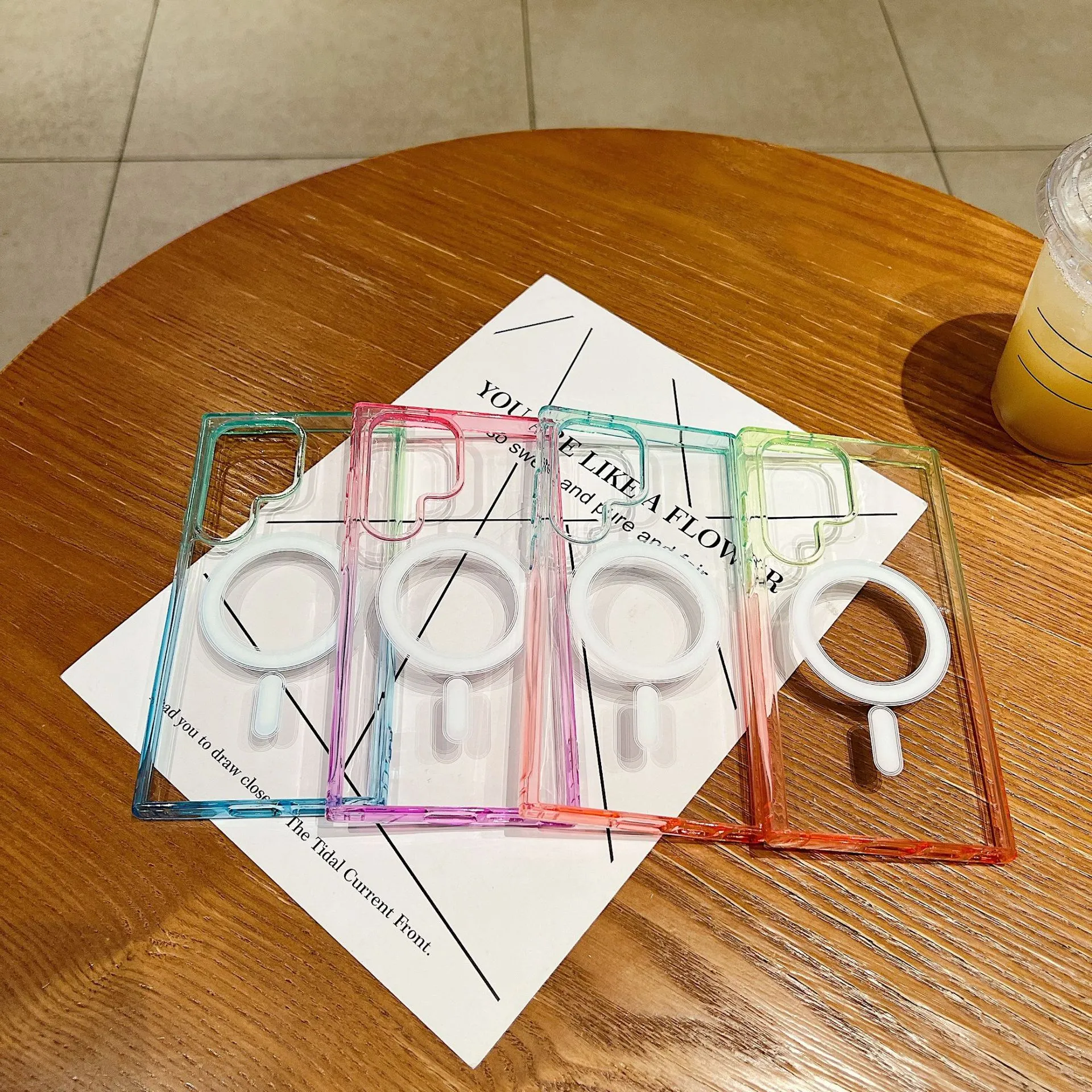 适用Galaxy S25ultra渐变撞色磁吸手机壳三星A56亚克力透明保护套