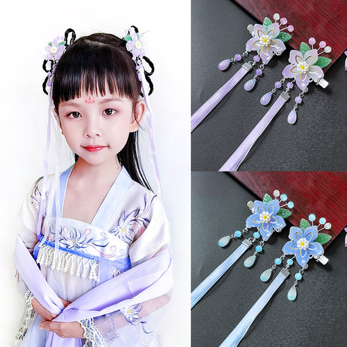 女童汉服手工头饰古风飘带古装