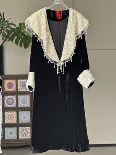 （天籁）琳烺红标了然真丝绒重工订珠翻领宽松气质开衫西装外套