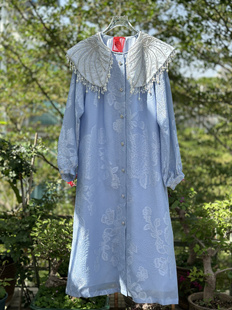 （只愿）琳烺红标了然2025春夏真丝提花重工顶珠大翻领开衫连衣裙