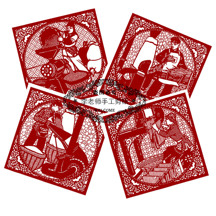 细纹剪纸劳动剪纸图样素材劳动人民刻纸练习底稿手工剪纸图电子版