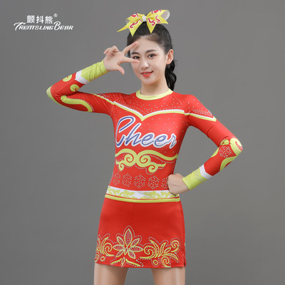 颤抖熊啦啦操服装校园啦啦队比赛服表演训练服装啦啦队中国风定制