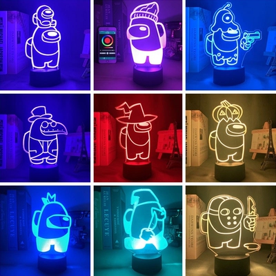 LED 3d Night Light For Game Among Us Crewmate Acrylic Lamp