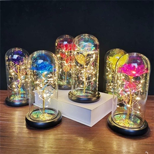 Rose Romantic Gift Preserved Rose Flower In Glass Dome, Red