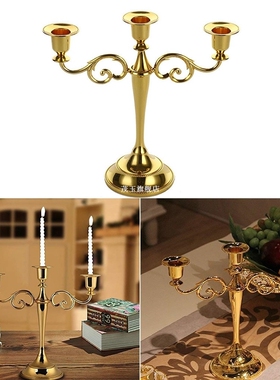 Metal 3 Arms Candle Holder Stick Stand European Style Candel