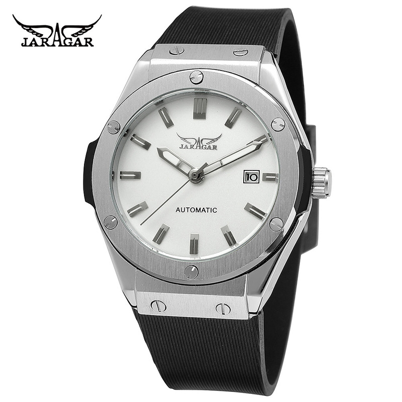 Rubber automatic mechanical watch橡胶日历全自动机械手表男士