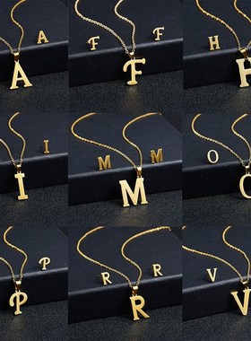 Stainless Steel Jewelry Set 26 Letters Initial Necklace for