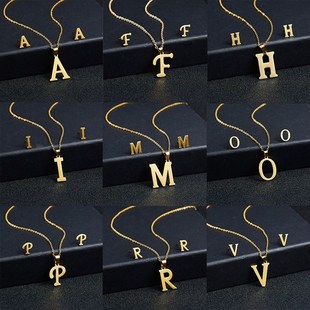 Stainless Steel Jewelry Set 26 Letters Initial Necklace for