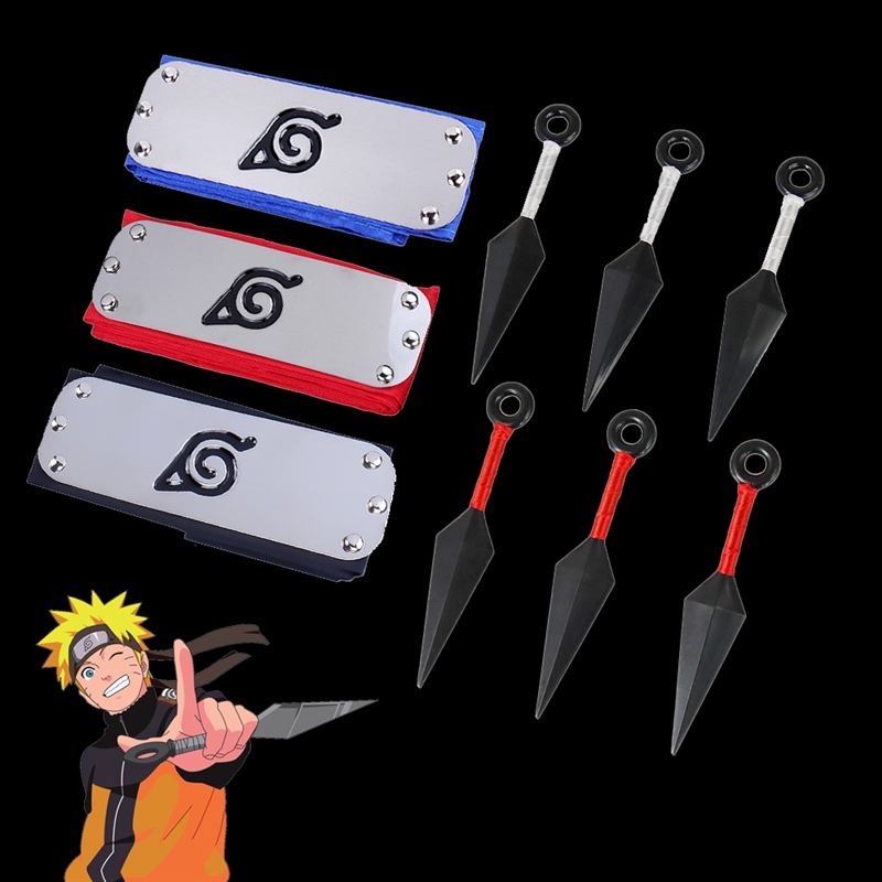 Naruto Headband Anime Akatsuki Throwing Knives Shuriken Cos