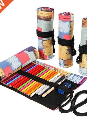 12/24/6/48/72 Holes Large Canvas Roll Pen Curtain Pencil Ba