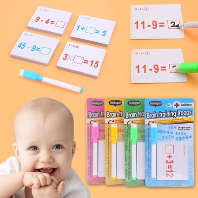 1set Montessori Mathematics Teach Card with Erasable Pen Ma