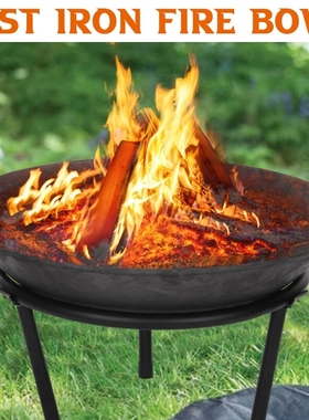 55 x 55 cm Steel Large Fire Bowl Cast Iron Firepit Modern St