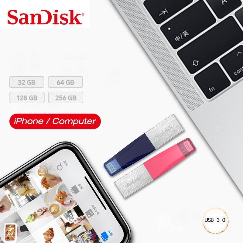 100% Sandisk iXPAND USB Flash Drive 