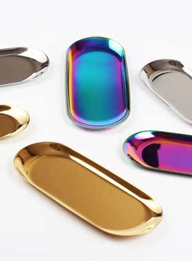 1PC Storage Tray Stainless Steel Gold Fruit Sancks Jewelry