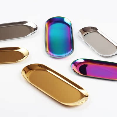 1PC Storage Tray Stainless Steel Gold Fruit Sancks Jewelry