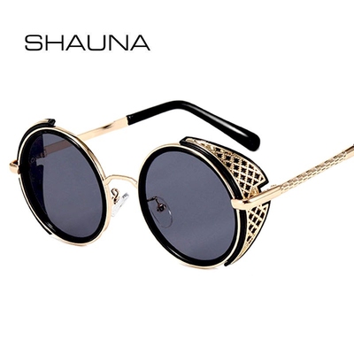 SHAUNA Retro Round Steampunk Sunglasses Women Vintage Punk