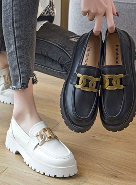 Black Platform Shoes Womens Loafers 2021 Spring Pumps W