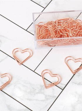 TUTU 30pcs/set heart Bookmark Metal Paper Clip Decor Rose Go