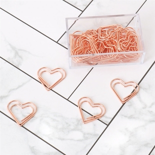 TUTU 30pcs/set heart Bookmark Metal Paper Clip Decor Rose Go