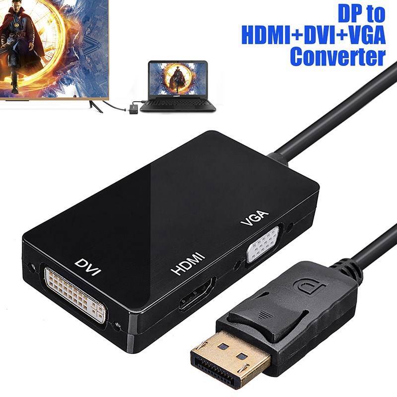 DP to HDMI DVI VGA Converter 3 in 1 DP Display Port Converto