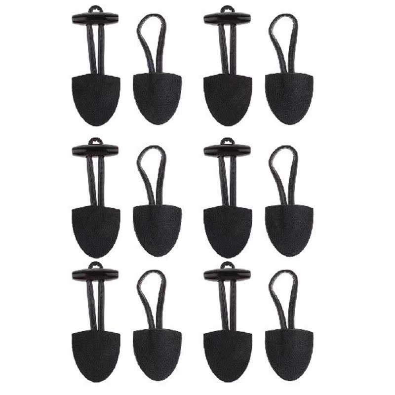 6 Pairs Classical Black Leather Horn Toggle Buttons