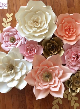 FENGRISE 2pcs 20cm DIY Paper Flowers Backdrop Blue Artifici