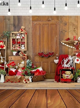 MOCSICKA Valentine Wooden Board Photography Backdrops Red R