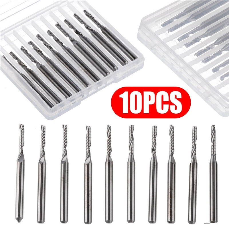 10pcs 3.175mm Single Flutes bide End Mills CNC Router Bit Sp