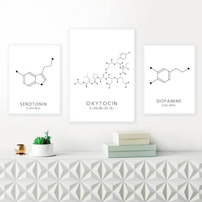 Molecule Serotonin Wall Art Canvas Poster Print Oxytoci