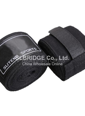 Pair of 2.5m Cotton Boxing Hand Wraps Bandage Black hv3n