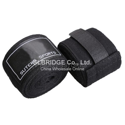 Pair of 2.5m Cotton Boxing Hand Wraps Bandage Black hv3n