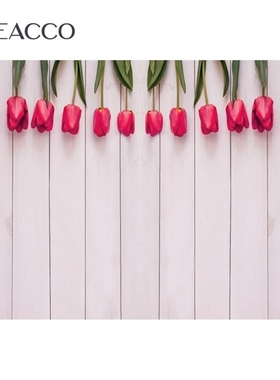 Laeacco Wood Board Planks Spring Flowers Happy Valentines