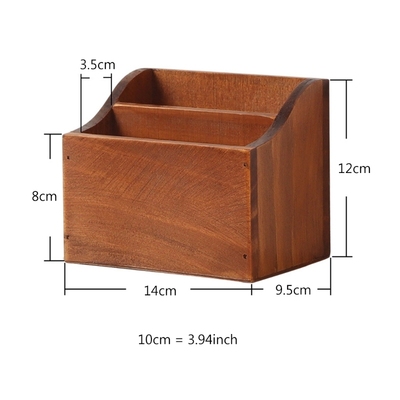 Desktop Organizer Retro Wooden Storage Box Remote Control