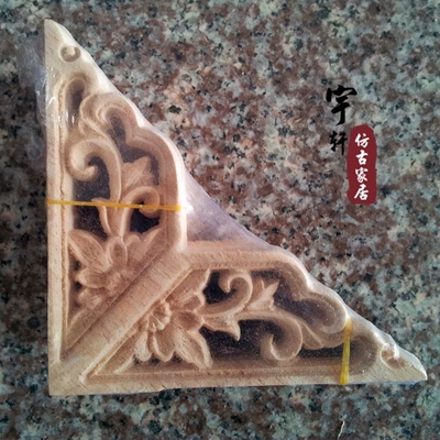 Dongyang wood carving applique motif wood shavings corner fl