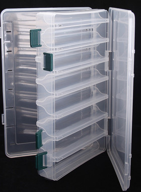 TSRINOYA Double Side Plastic Fishing Box 16Compartts 27x18x4