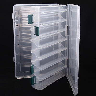 TSRINOYA Double Side Plastic Fishing Box 16Compartts 27x18x4