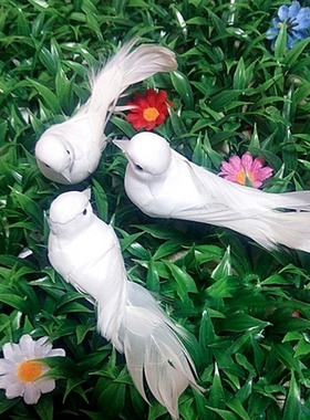 Artificial White Pigeon Plastic Feather Love Peace Doves Bir