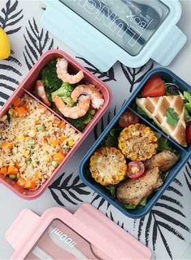 Portable 1100 Ml Plastic Lunch Box Lunch Box Chopsticks