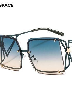 46556 Oversized Square Rimless Goggle Sunglasses Stars Men