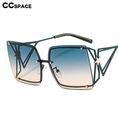 46556 Oversized Square Rimless Goggle Sunglasses Stars Men