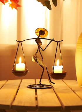 Nordic Burdened Girl Figurine Candlestick Restaurant