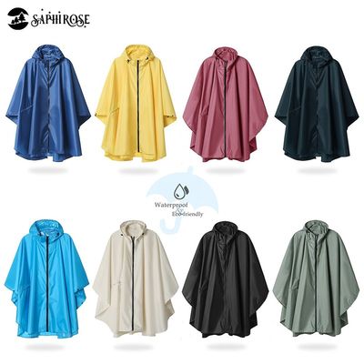 Women Pure Color Raincoat Poncho Hooded Waterproof for Adul