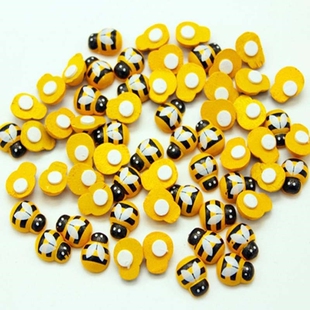 100pcs/bag Mini Bee Wooden DIY Ladybug Stickers Scrapbookin